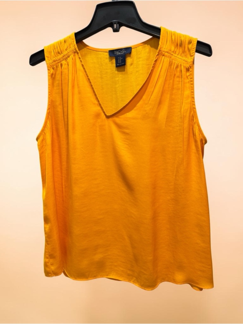 RACHEL Rachel Roy Bright Golden Orange V-Neck Sleeveless Top